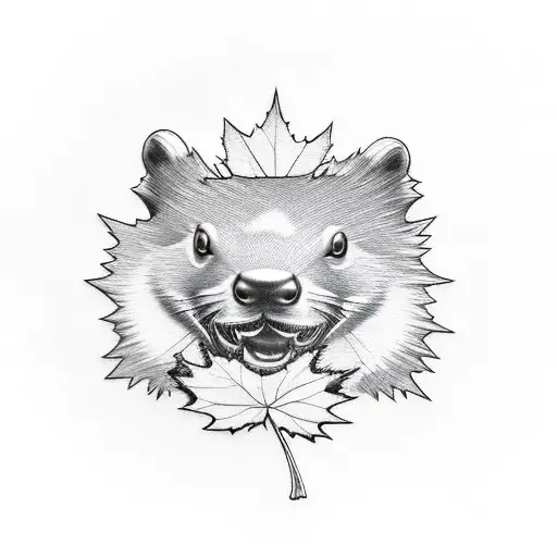 Beaver With Maple Leaf