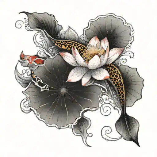 Lotus Flow With Koi Fish Thigh