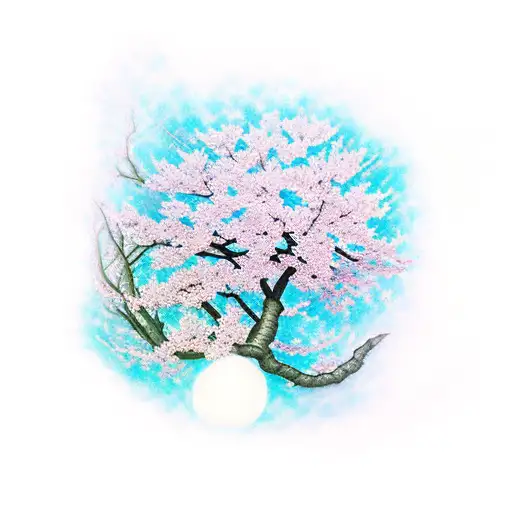 Blue Cherry Blossom Tree
