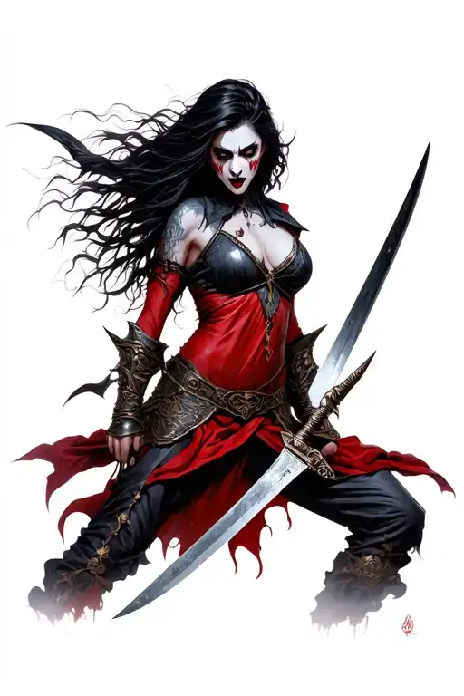 Vampire Female Warrior With Blades