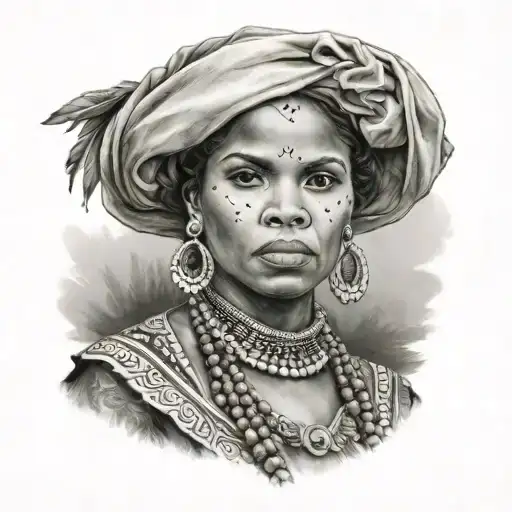 A Realistic Portrait Of A Dominican Republic Native Woman With Traditional Clothing And Accessories