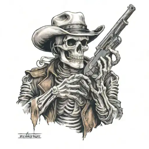 Realism Cowboy Skeleton Holding Gun