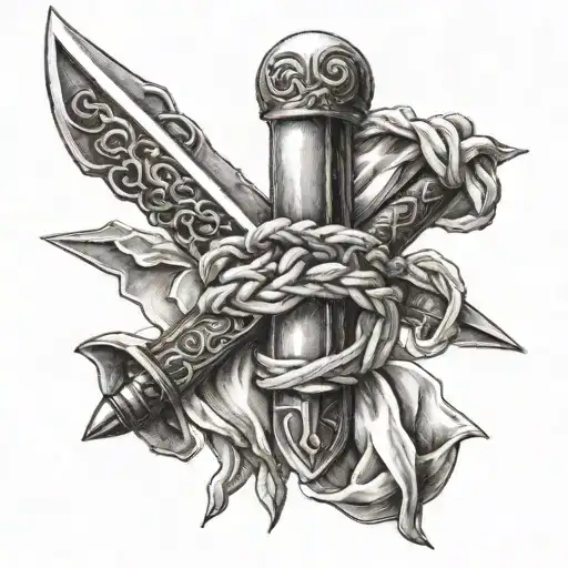 Sword And Knot Tattoo Design
