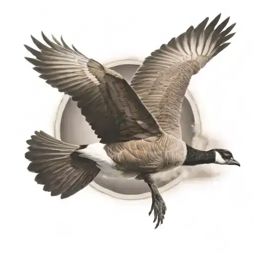 Canadian Goose Flying To The Sun