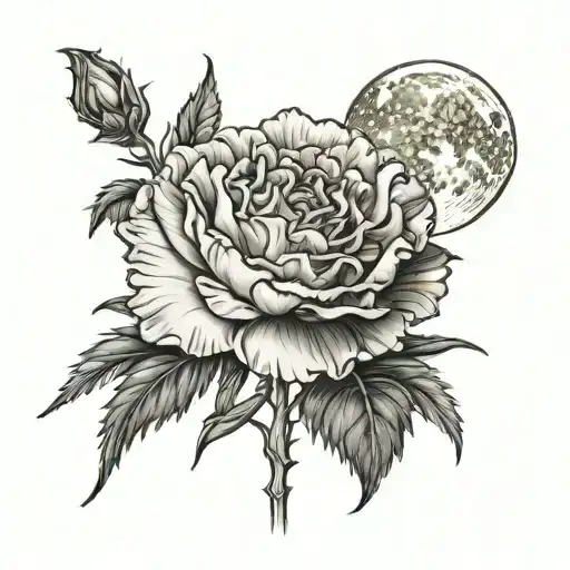 Carnation With Moon Background
