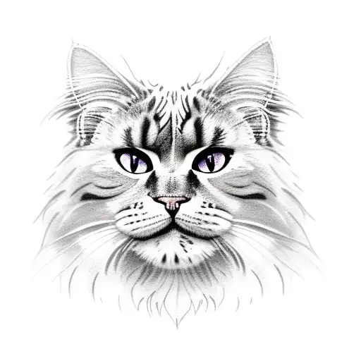 Flowers Behind A Big Main Coon Cat