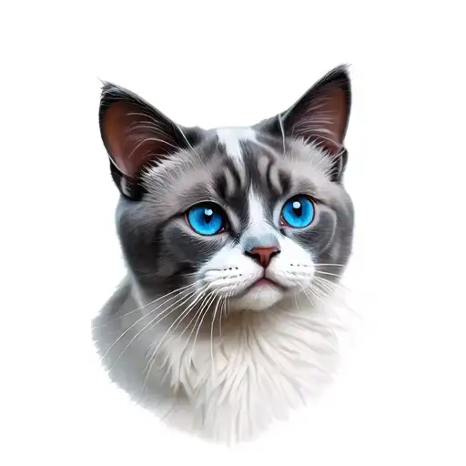 White British Shorthair Cat With Blue Eyes