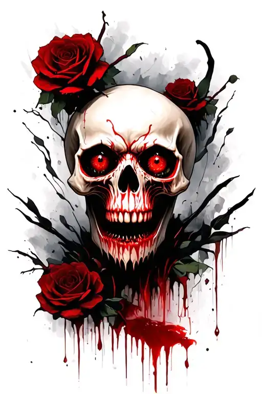 Demonic Skull With Bleeding Eyes