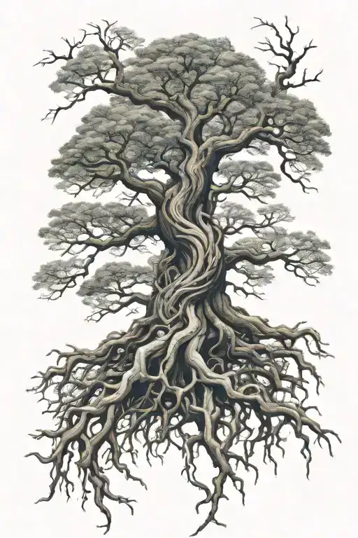Leafless Yggdrasil Excessive Roots Reaching Deep