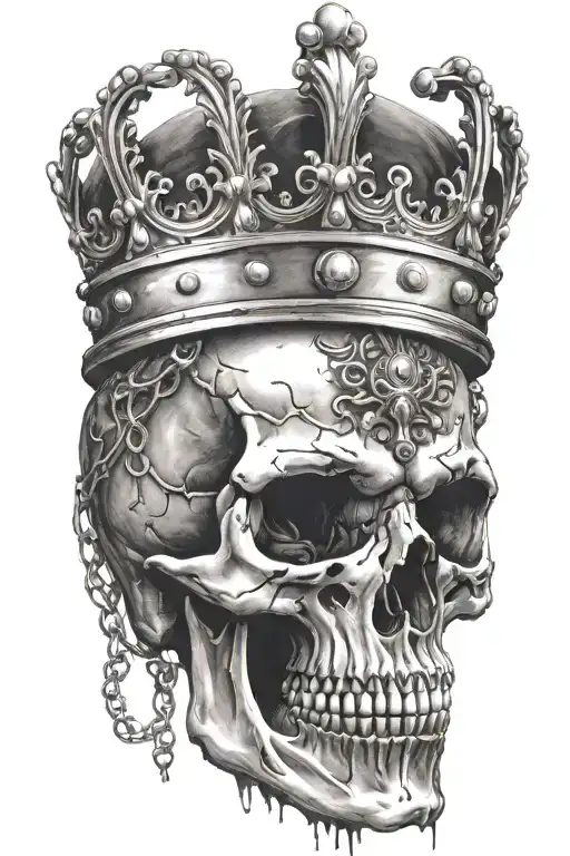 Skull With Crown Looking To The Right