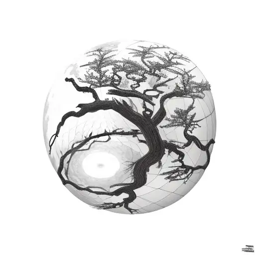 Cedar Tree With Roots Attached To Planet Earth