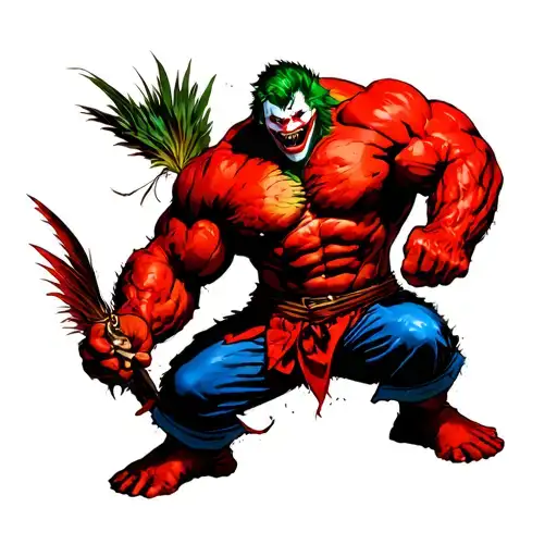 Red Hulk Fighting Lapu Lapu Lapu Warrior Joker