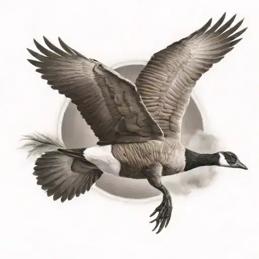 Canadian Goose Flying To The Sun