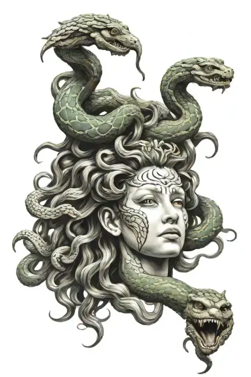 Medusa Head With Snake Head