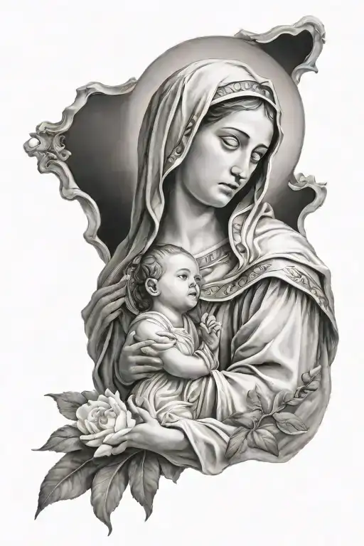 Blessed Virgin Mary With Jesus Christ