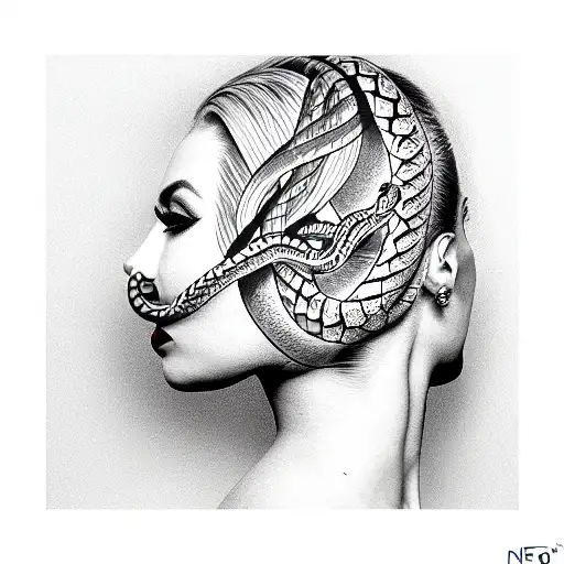 Beautiful Girl With Snake Hair On Her Head