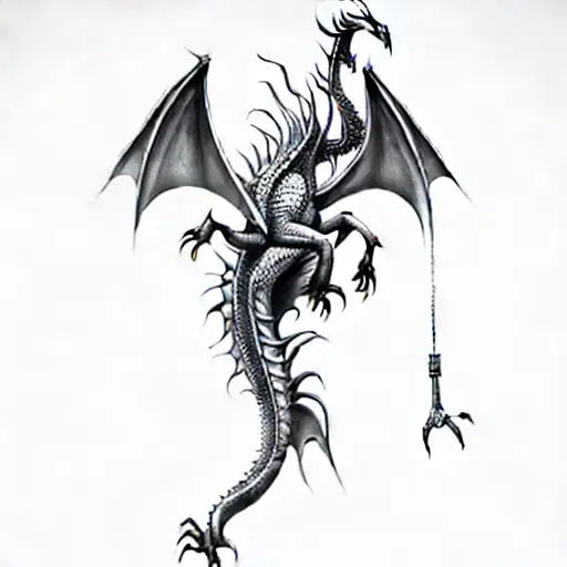 Futuristic Dragon Over A Cross