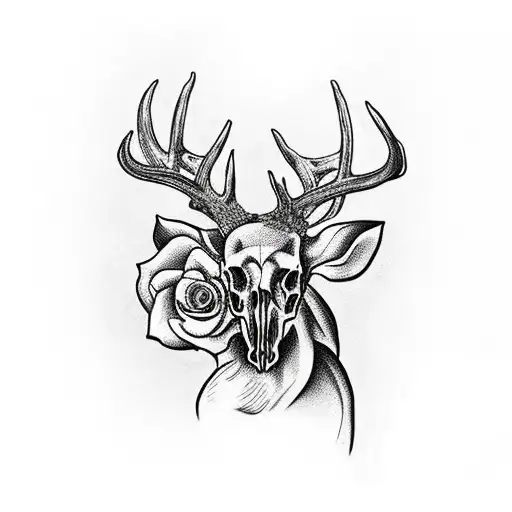 Deer Skull With Roses