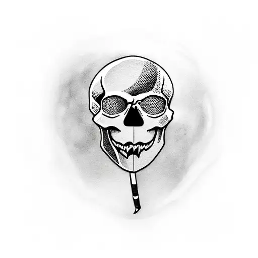 Skull With Cigarette And Depression