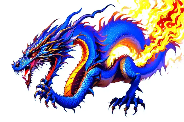 Asain Demon Dragon Breathing Fire