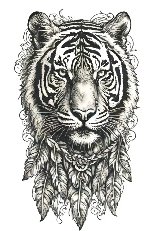 Tiger With Feathers Dangling