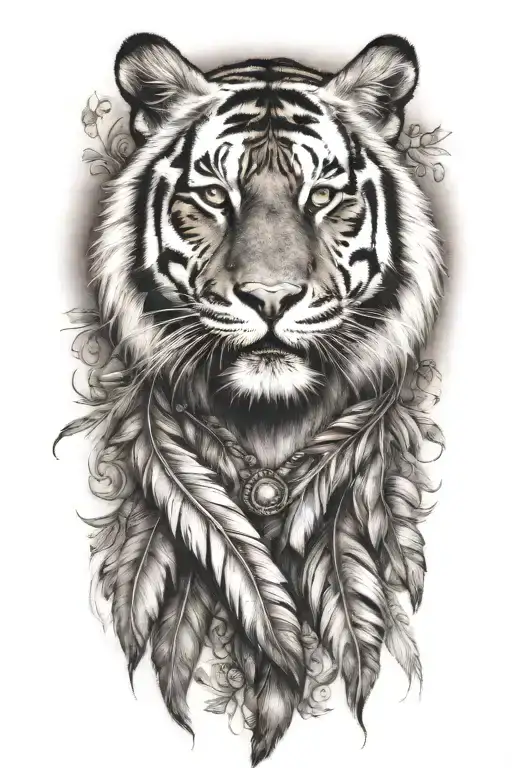 Tiger With Feathers Dangling