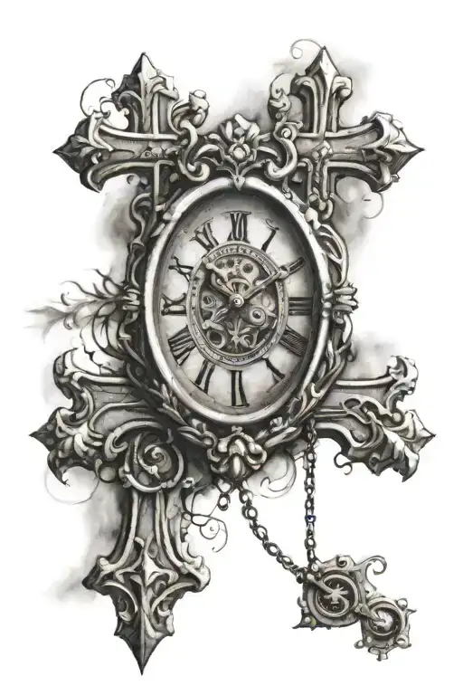 A Cross With A Clock
