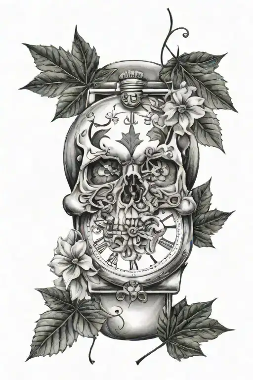 Skull And Animal And Maple Leaf Anad Watch And Flowers