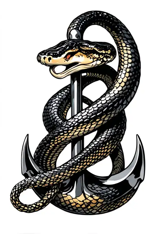 Snake Wrapped Around Anchor
