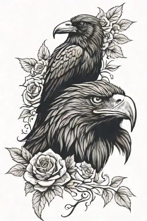 Black Raven Lion King Crown And Roses