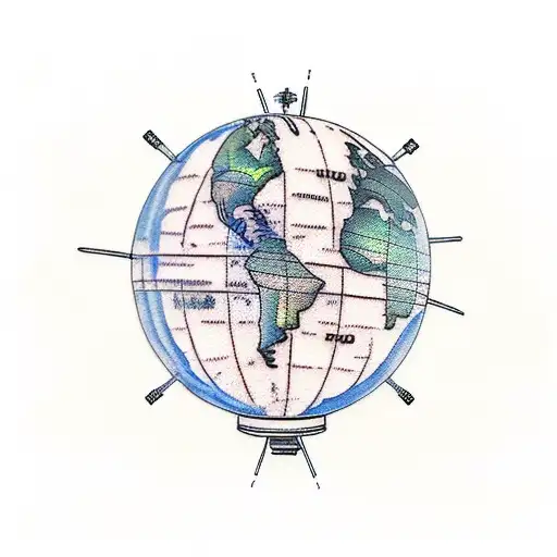 Design A Tattoo Globe Earth Pic Surrounded With Dotted Line Of Trajectory Of Plane