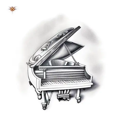 Greek God Playing Grand Piano In Heaven Surrounded By Other Greek Gods Who Are In Battle