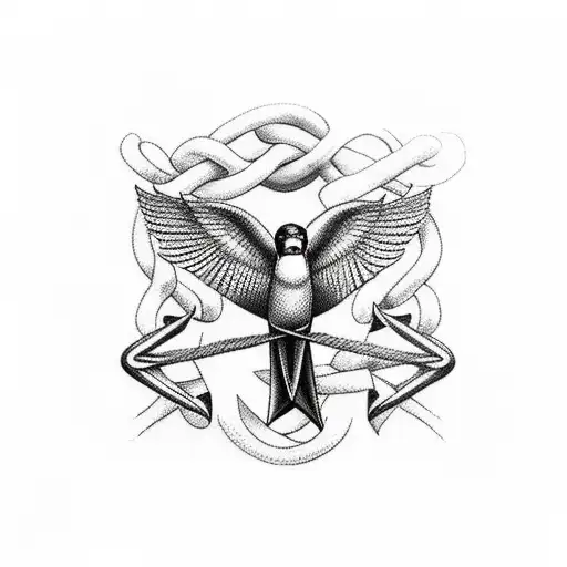 Swallow Bird Anchor Compass Knots