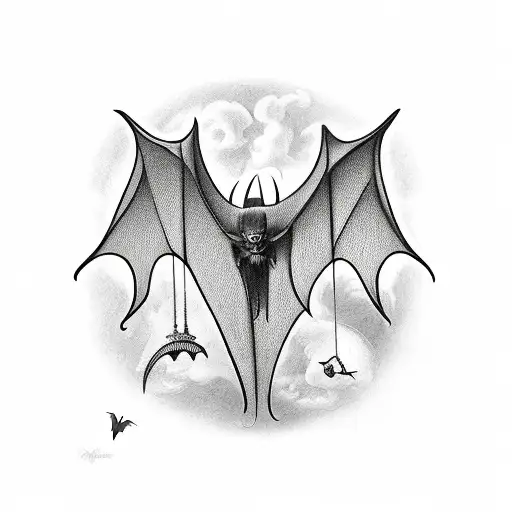 Bat With Gothic Churches In Wings