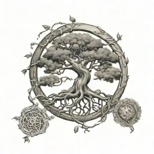 Tattoo Of An Ouroboros Surrounding The Tree Of Life