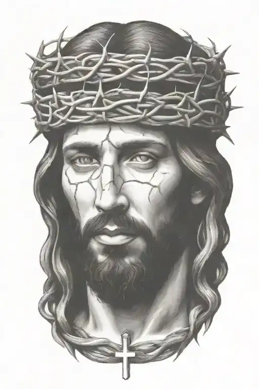 Jesus With Crown Of Thorns On Head