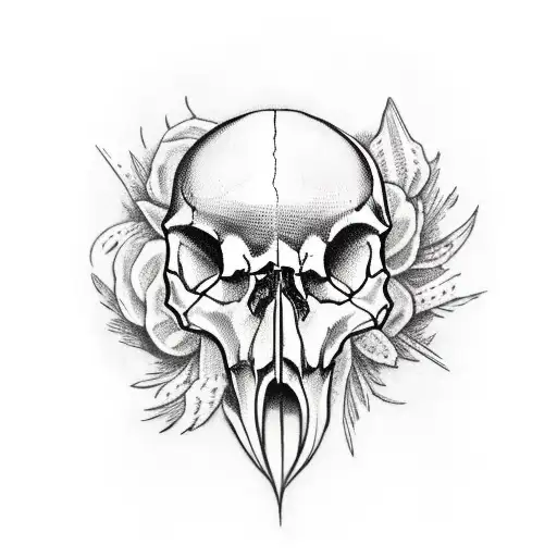 Skull With Crow Sitting On Top Of It