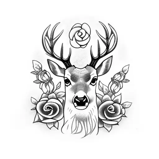Celtic Deer With Roses