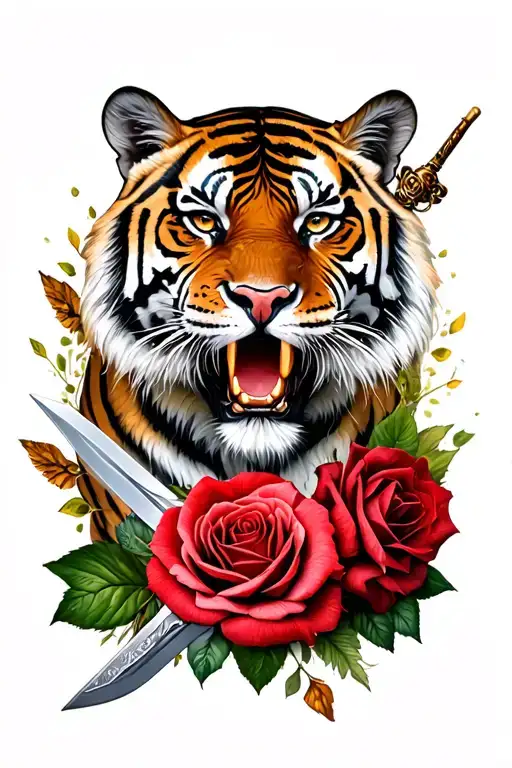 Tiger And Roses And Dagger