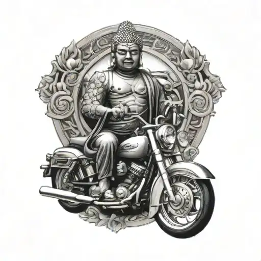 Buddha Riding Harley Davidson Motorcycle