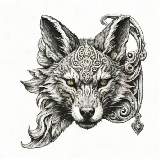 A Mask Combining Rabbit And Wolf Heads