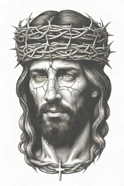 Jesus With Crown Of Thorns On Head