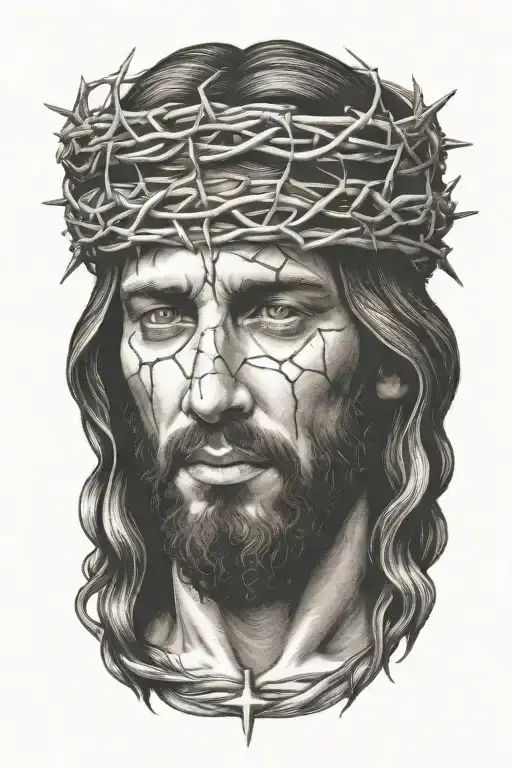 Jesus With Crown Of Thorns On Head