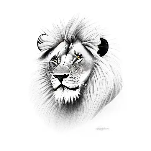 A Family Of Lions In An African Landscape