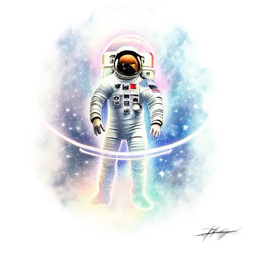 Astronaut Holding With A Glowing Dna Strand