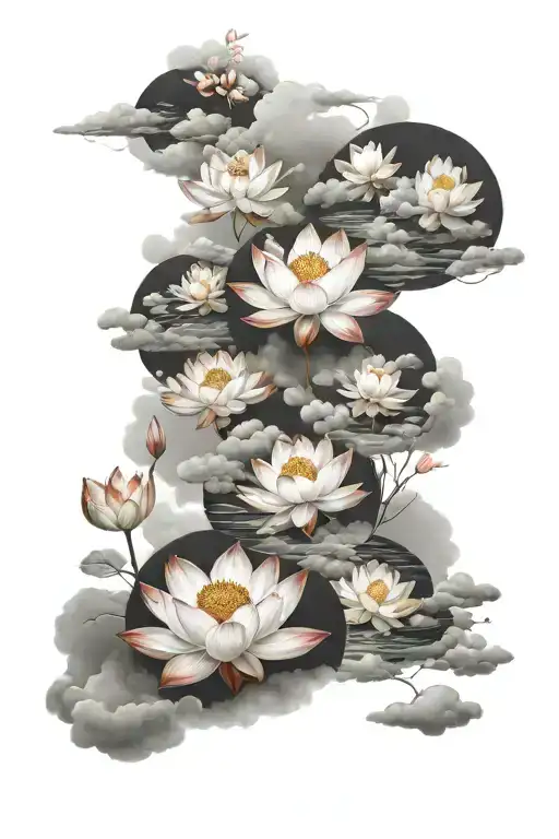 Lotus Flowers And Clouds