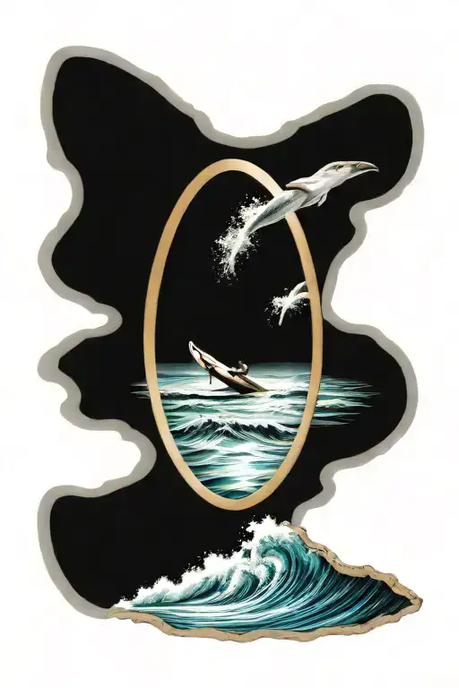 Surfboard As A Picture Frame With An Ocean Scene Inside