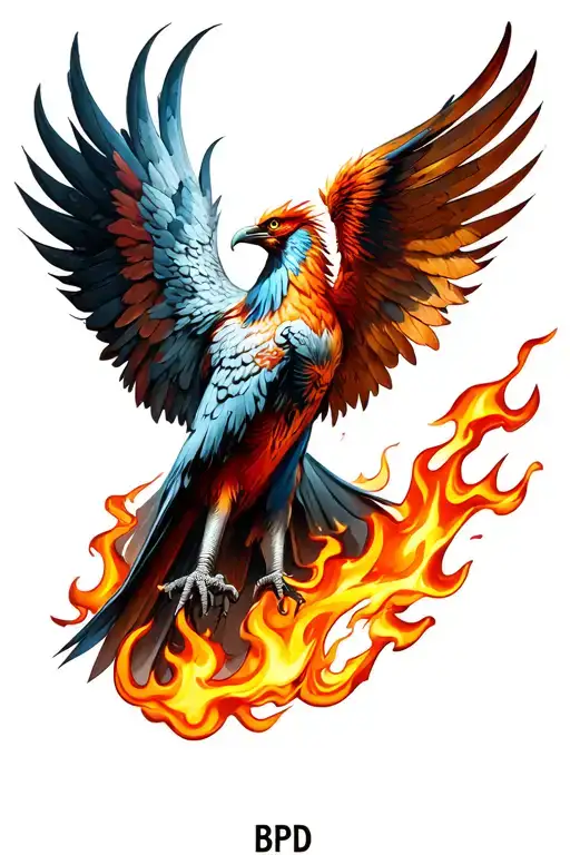 Bpd Phoenix Rising From Flames Half Sleeve