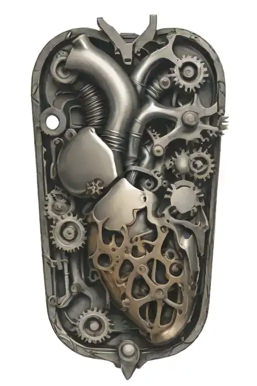 An Intricate Design Of A Mechanical Heart With Moving Gears
