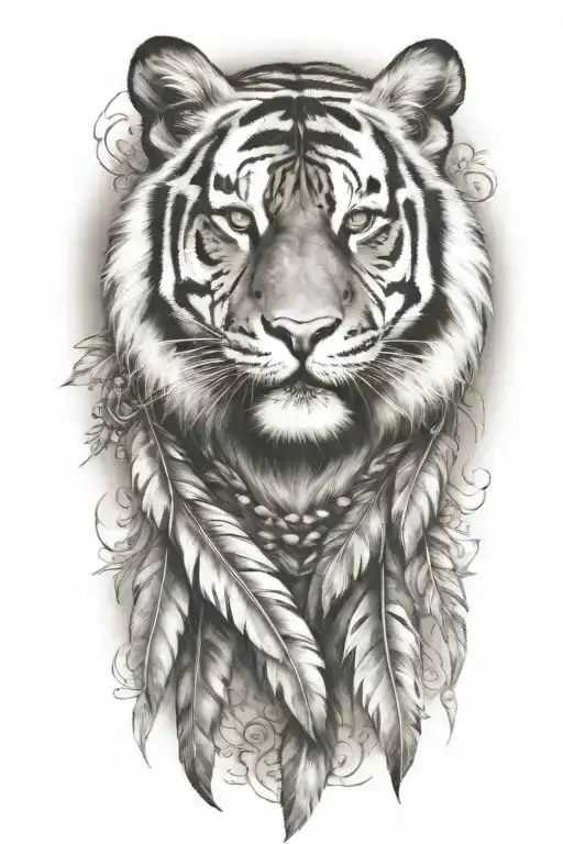 Tiger With Feathers Dangling